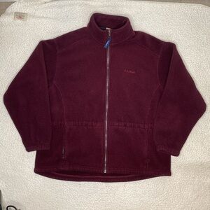 Vintage 90s Y2K - L.L. Bean Women’s Burgundy Fleece Jacket - Large